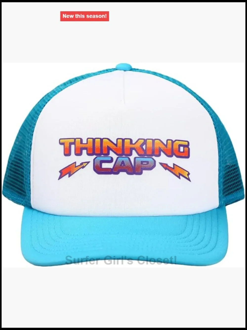 Stranger Things Thinking Cap Blue White Adjustable Trucker Hat